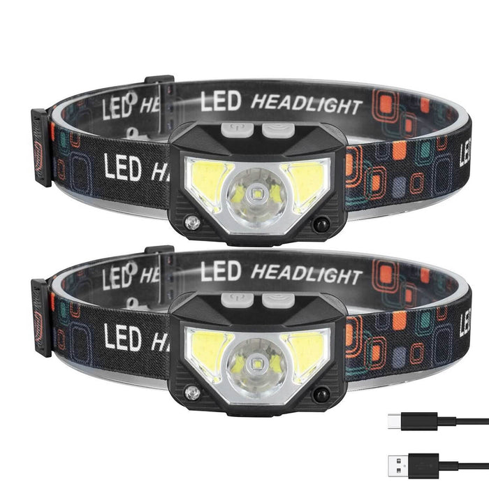 2-Pack: Rechargeable Motion Sensor Headlamp 6 Light Modes Headlight by DailySale