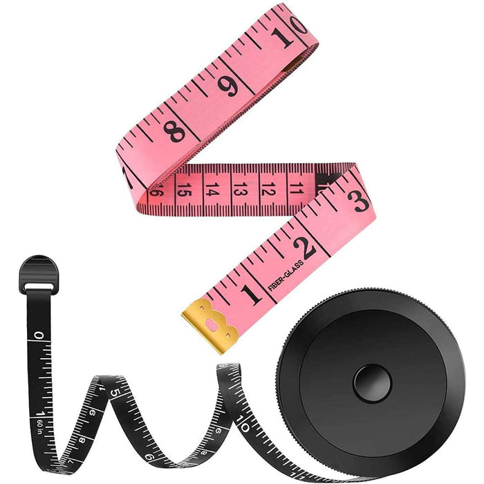 2-Pack: Soft Fashion Pink and Retractable Black Measuring Tape Set by DailySale