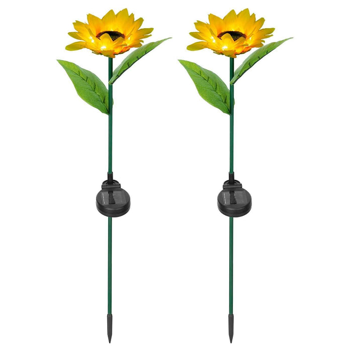 2-Pack: Solar Powered Sunflower Lights LED Decorative Stake Lamp by DailySale