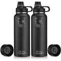 2-Pack: Stainless Steel Wide Mouth Insulated Water Bottle with Interchangeable Caps by DailySale