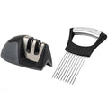 2-Pack: Ultra Sharp Knife Sharpener and Stainless Steel Vegetable and Meat Slicer Holder by DailySale