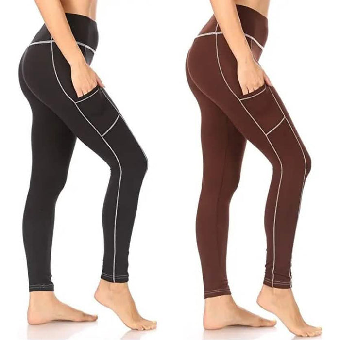 2-Pack: Women's Fleece Lined Active Leggings with Pockets by DailySale