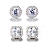 2-Pair: Swarovski Crystal and Sterling Silver Halo Studs