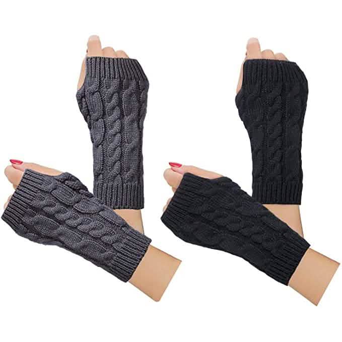 2-Pairs: Women's Winter Warm Knit Fingerless Gloves by DailySale