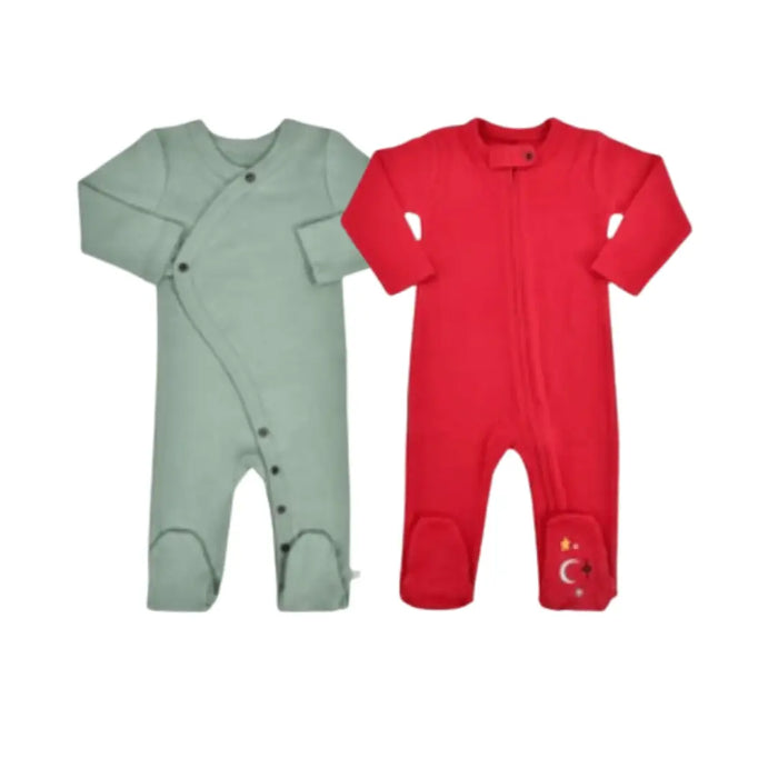 2 pc. footie set | Red and Green by Finn + Emma