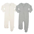 2 pc. zipper footie set | ivory & heather grey by Finn + Emma