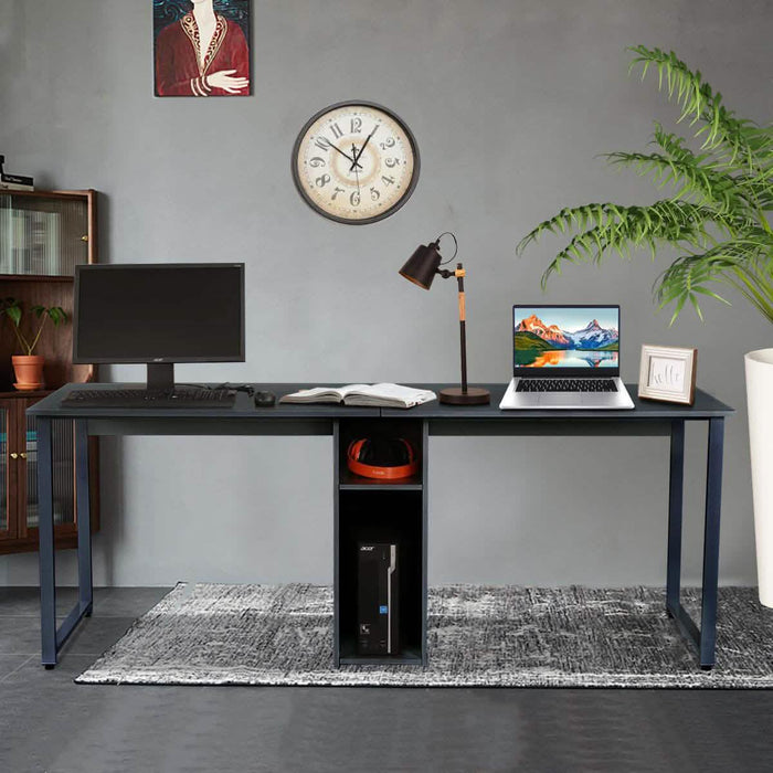 2-Person Metal Desk with Open Shelves by DailySale