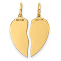2-piece 14K Gold BEST FRIEND Charm Heart Pendant by Fine Color Jewels