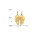 2-piece 14K Gold BEST FRIEND Charm Heart Pendant by Fine Color Jewels