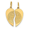 2-piece 14K Gold BEST FRIEND Charm Heart Pendant