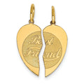 2-piece 14K Gold BEST FRIEND Charm Heart Pendant by Fine Color Jewels
