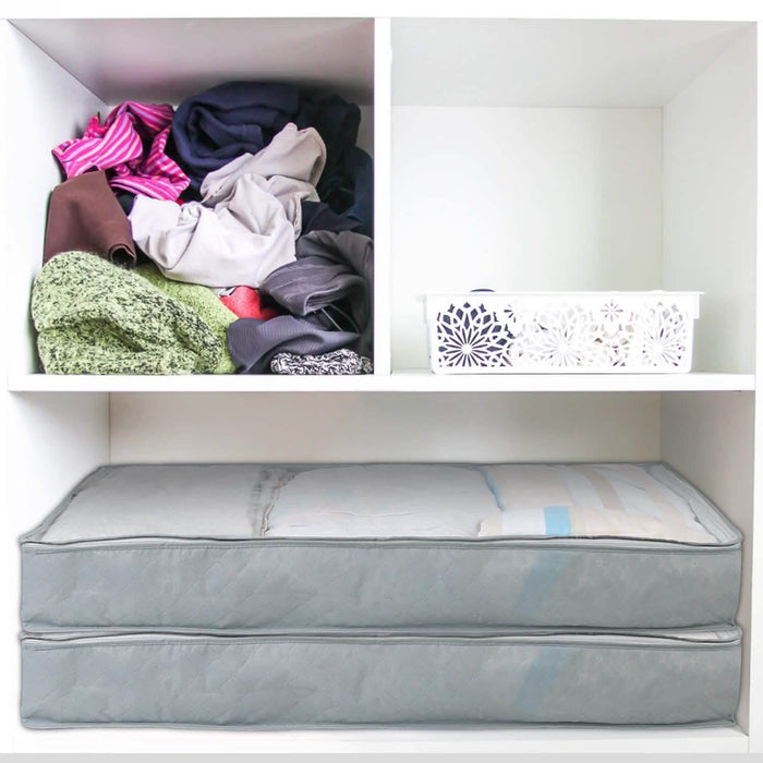 2-Piece: 70L Foldable Underbed Clothes Moisture Proof Zipped Organizer by DailySale