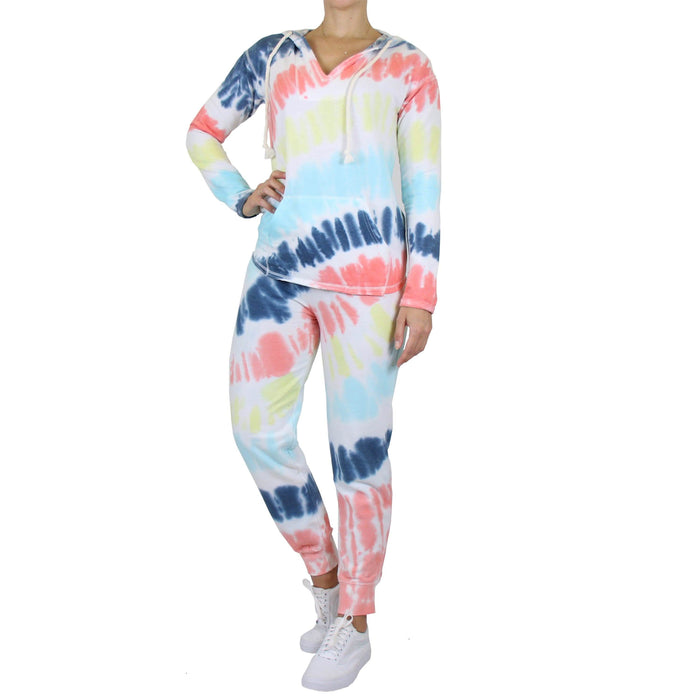 2-Piece Burnout Fleece Hoodie And Jogger Tie-Dye Set by DailySale
