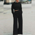 2-Piece: Drawstring Open Back Loose Trouser Legs Suit by DailySale