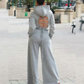 2-Piece: Drawstring Open Back Loose Trouser Legs Suit by DailySale