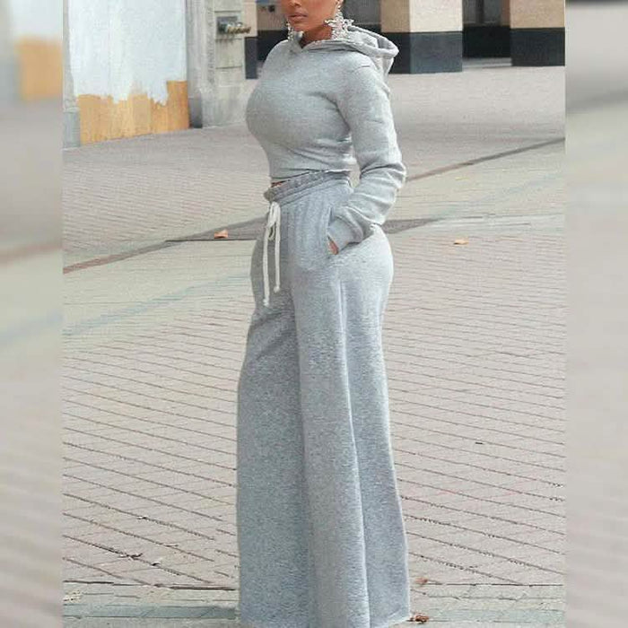 2-Piece: Drawstring Open Back Loose Trouser Legs Suit by DailySale