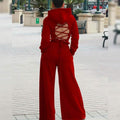 2-Piece: Drawstring Open Back Loose Trouser Legs Suit by DailySale