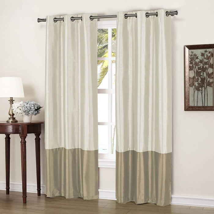 2-Piece: Faux Silk Thermal Two Toned Blackout Grommet Window Curtain Panels Set by DailySale
