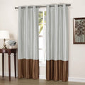 2-Piece: Faux Silk Thermal Two Toned Blackout Grommet Window Curtain Panels Set by DailySale