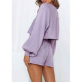 2-Piece: Knit Outfits Puff Sleeve Crop Top Shorts Set Sweater Sweatsuit by DailySale