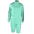 2-Piece: Lapel Neck Zipper Color Matching Long Sleeve Fleece Sport Casual Shorts by DailySale