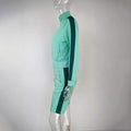 2-Piece: Lapel Neck Zipper Color Matching Long Sleeve Fleece Sport Casual Shorts by DailySale