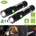2-Piece: LED Handheld Flashlight Zoomable USB Rechargable by DailySale
