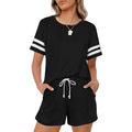 2-Piece: Loungewear for Women Short Sleeve Sweatsuit Sets Crewneck Loose Fit Outfits by DailySale