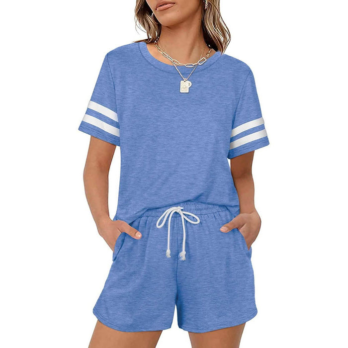 2-Piece: Loungewear for Women Short Sleeve Sweatsuit Sets Crewneck Loose Fit Outfits by DailySale