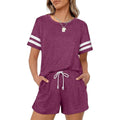 2-Piece: Loungewear for Women Short Sleeve Sweatsuit Sets Crewneck Loose Fit Outfits by DailySale