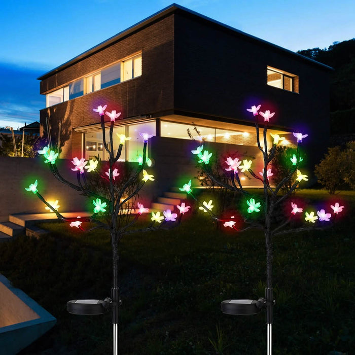 2-Piece: Outdoor Solar Light Cherry Blossom Flower Landscape Light by DailySale
