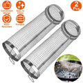 2-Piece: Portable BBQ Rolling Basket Round Stainless Steel Grill by DailySale