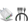 2-Piece Set: 3-Port LED Display High Speed Wall Charger White + 3-in-1 Cable Combo by DailySale