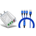 2-Piece Set: 3-Port LED Display High Speed Wall Charger White + 3-in-1 Cable Combo by DailySale