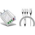 2-Piece Set: 3-Port LED Display High Speed Wall Charger White + 3-in-1 Cable Combo by DailySale