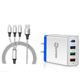 2-Piece Set: 4-Port High Speed Wall Charger + 3-in-1 Cable Combo by DailySale
