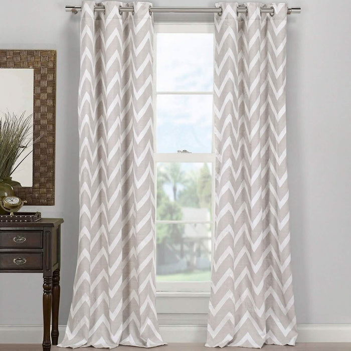 2-Piece Set: Chevron Grommet Window Curtain Pair Panel by DailySale