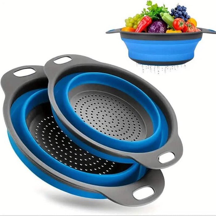 2-Piece Set: Circular Blue Suit Foldable Silicone Kitchen Drop Funnel by DailySale
