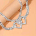 Double Love Heart Rhinestone Chain Anklet Set by DailySale