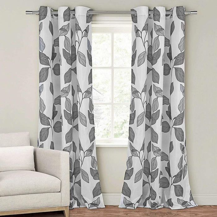 2-Piece Set: Floral Leaves Blackout Grommet Window Curtain Pair Panel by DailySale
