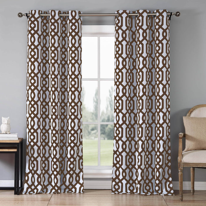 2-Piece Set: Geometric Gate Pattern Blackout Grommet Window Curtain Pair Panel by DailySale