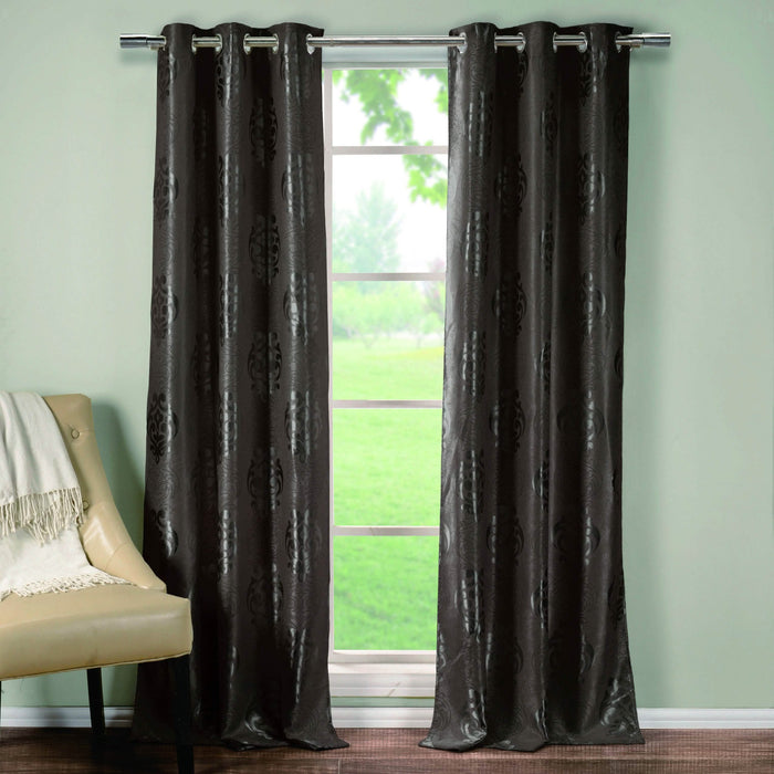 2-Piece Set: Heavy Medallion Print Insulated Blackout Grommet Window Curtain Set by DailySale