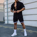 2-Piece Set: Men's Short Sleeve Plain Stripes Lapel by DailySale