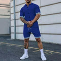 2-Piece Set: Men's Short Sleeve Plain Stripes Lapel by DailySale