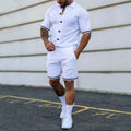 2-Piece Set: Men's Short Sleeve Plain Stripes Lapel by DailySale
