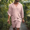 2-Piece Set: Men's Tracksuit Tennis Shirt Shorts and T Shirt Set Set Solid Color V Neck by DailySale