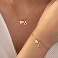 2-Piece Set: Metal Heart And English Letter Necklace And Bracelet by DailySale