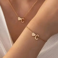 2-Piece Set: Metal Heart And English Letter Necklace And Bracelet by DailySale