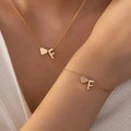 2-Piece Set: Metal Heart And English Letter Necklace And Bracelet by DailySale