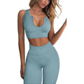 2-Piece Set: Ribbed Seamless Crop Tank High Waist Yoga Leggings by DailySale